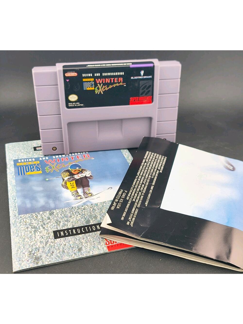 Tommy Moe's Winter Extreme SNES Super Nintendo Authentic Cart Manual Poster Lot